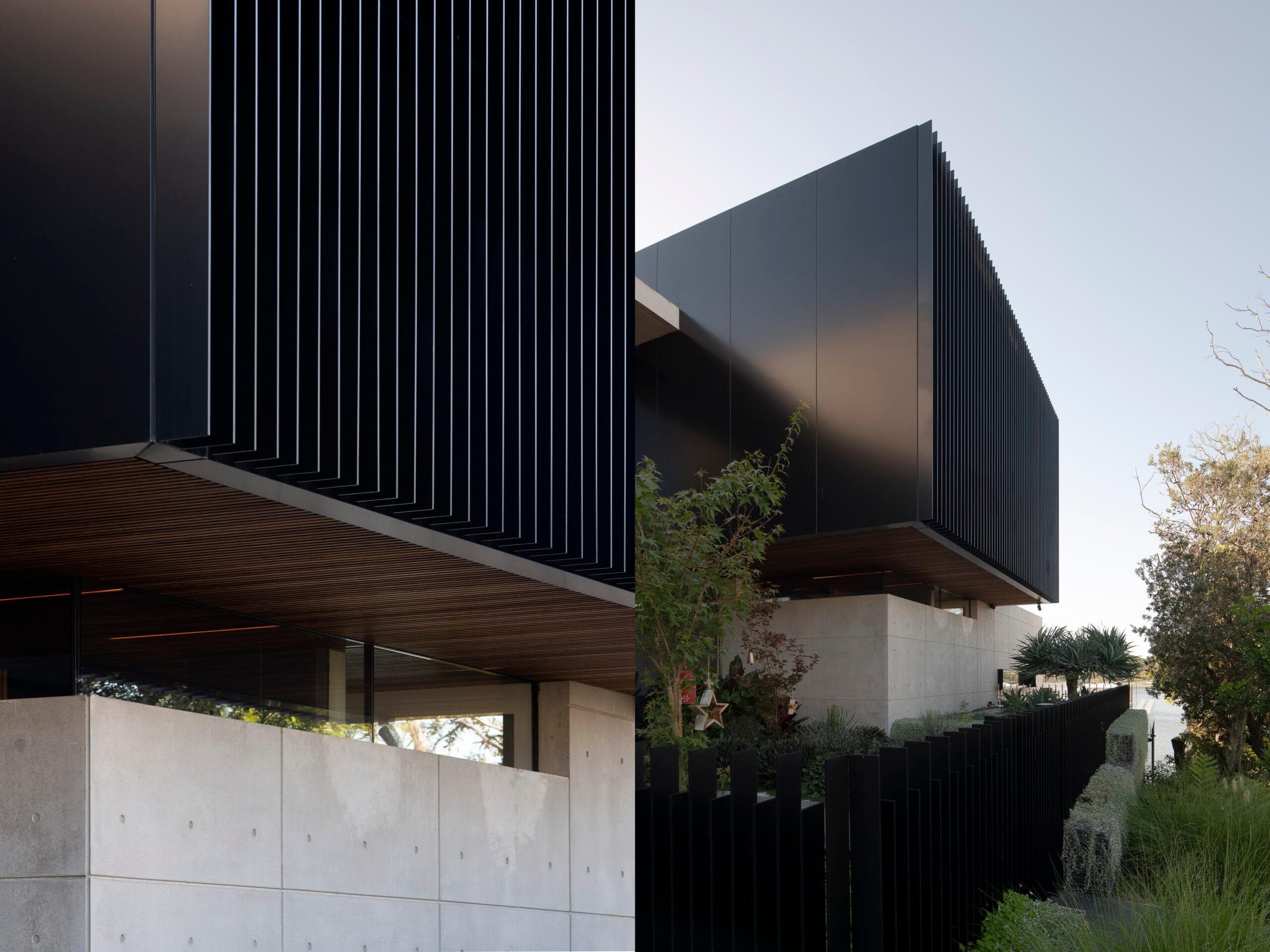 River-facing elevation with ALPOLIC™/fr Matt Black façade panels